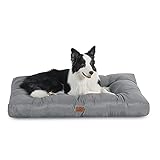 Bedsure Hundekissen Grosse Hunde waschbar - 110x89cm Hundebett wasserdicht XXL für große, mittelgroße Hunde gepolstert Hundematte grau in 10cm Höhe