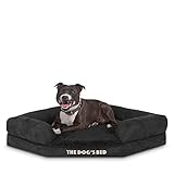 The Dog's Bed Orthopädisches Eck-Hundebett, Memory-Schaum, wasserdicht, mittelgroß, schwarzer Plüsch, lindert Arthritis und Hüftdysplasie, therapeutisch und stützend, waschbarer Plüschbezug