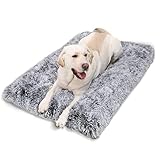 Jaspuriea Hundebett, extra groß, waschbar, für Hunde, beruhigend, flauschig, Anti-Angst, Deluxe-Plüsch-Hundematte mit Rutschfester Unterseite, 95 x 70 cm