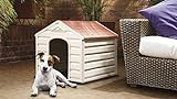 Happy House Hundehütte aus Kunstharz, Puppy, mittelgroß, 61 x 68 x 58 cm, beige mit rotem Dach