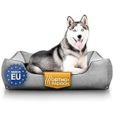Orthopädisches Hundebett grosse Hunde - Premium Hundebett orthopädisch Made in EU - Bezug waschbar, Härtegrad anpassbar, zertifizierter Memory Foam - Hundesofa und Hundekörbchen XXL (117x80x28cm)
