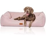 Knuffelwuff Hundebett Emma aus Velours mit feinem Handwebcharakter in Pastellfarben XL 105 x 75cm Rosa