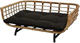 Exklusiver Retro-Design Hundekorb / Hundebett / Tierkorb Haustier Bett Groß aus Rattan mit Kissen / Modernes Bett für Katzen und Hunde Grösse XL (Natur) (Natur)