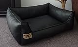 Hundebett Hundesofa Schlafplatz Kunstleder Similpelle Farbe und Größe wählbar von XS bis XXL (80 cm X 60 cm, schwarz)