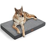 Bedsure orthopädisches Hundekissen große Hunde - waschbares Hundebett mit 2 in 1 Memoryschaum, kuscheliges Hundematte Hundematratze in größe 89x56x8cm, dunkelgrau