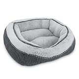 MIXJOY Hundebett Grosse Hunde Hundekorb Waschbar, Hundebett Rund Flauschig, rutschfest HundeköRbchen Katzenbett mit Rand, Breite Seite Fancy Design Hundekorb für Grosse Hunde(XL 89×63×23 cm Grau)