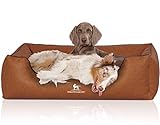 Knuffelwuff Hundebett Henderson aus marmoriertem Kunstleder XXL 120 x 85cm Rusty