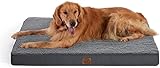 Bedsure orthopädisches Hundebett Grosse Hunde - 112x81x7.6cm Hundekissen flauschig Hundematte waschbar Hundematratze in dunkelgrau für große Hunde
