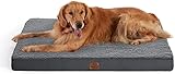 Bedsure orthopädisches Hundebett Grosse Hunde - 112x81x7.6cm Hundekissen flauschig Hundematte waschbar Hundematratze in dunkelgrau für große Hunde