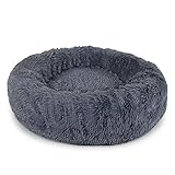 lionto Hundebett rund Hundekissen Hundesofa Katzenbett Donut, (XXL) 80 cm Ø dunkelgrau