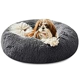 Western Home Hundebett Rund Katzenbett Donut flauschig Hundebett Kleine Hunde Waschbar 50cm dunkelgrau